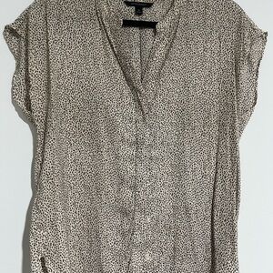 Banana Republic Black and Cream Patterned Blouse